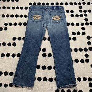 Victoria Beckham Rock & Republic Low Rise Distressed Denim Straight Leg Jeans